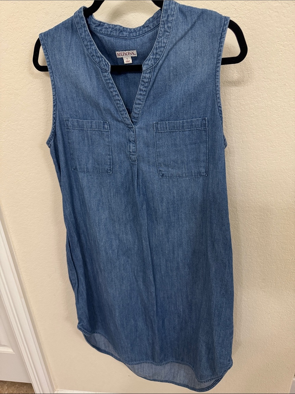 Merona Sleeveless Chambray Shift Dress in Blue